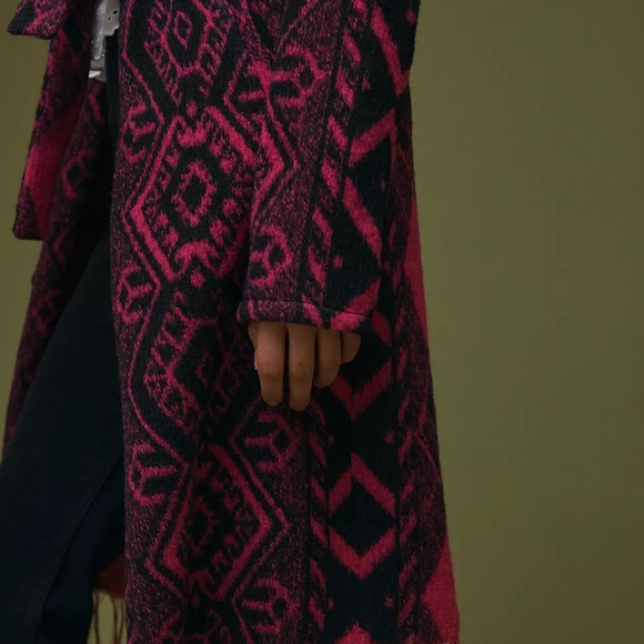NWT Anthropologie Abstract Fringed Sweater Coat - Picture 4 of 5